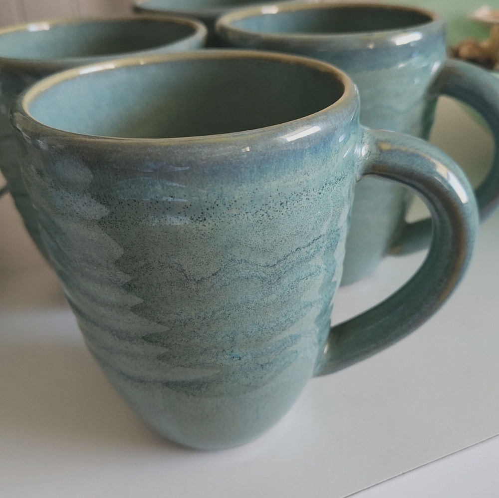Pfaltzgraff Seychelles Green Sea coffee mugs